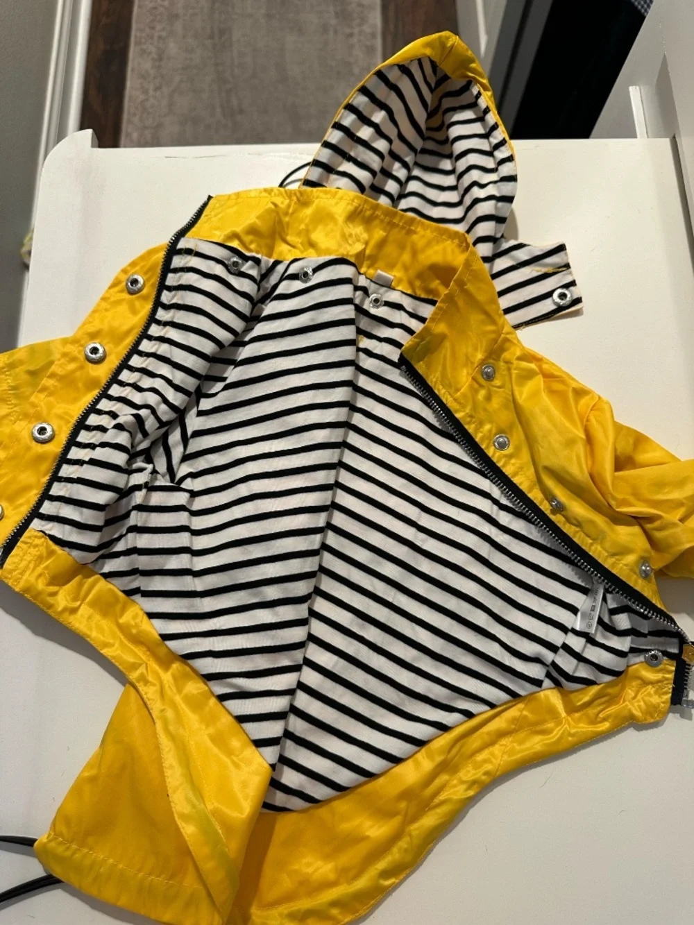 Dog Zip Up Raincoat with Reflective Buttons Yellow - Medium